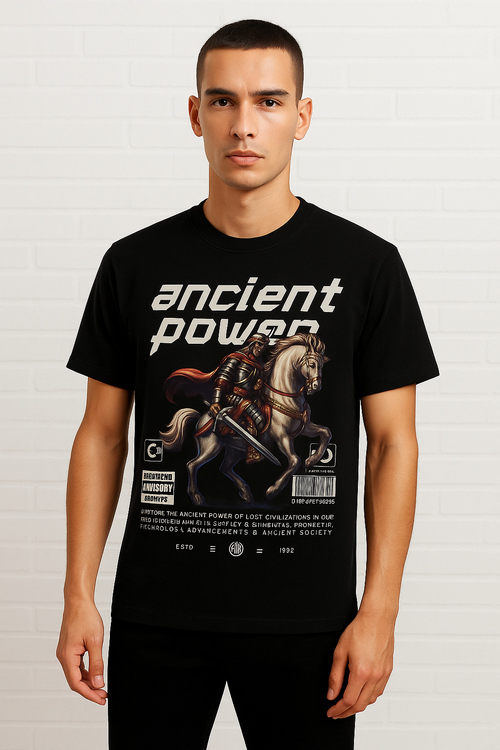 Men - Round Neck Half Sleeve Tshirt - Ancient Power