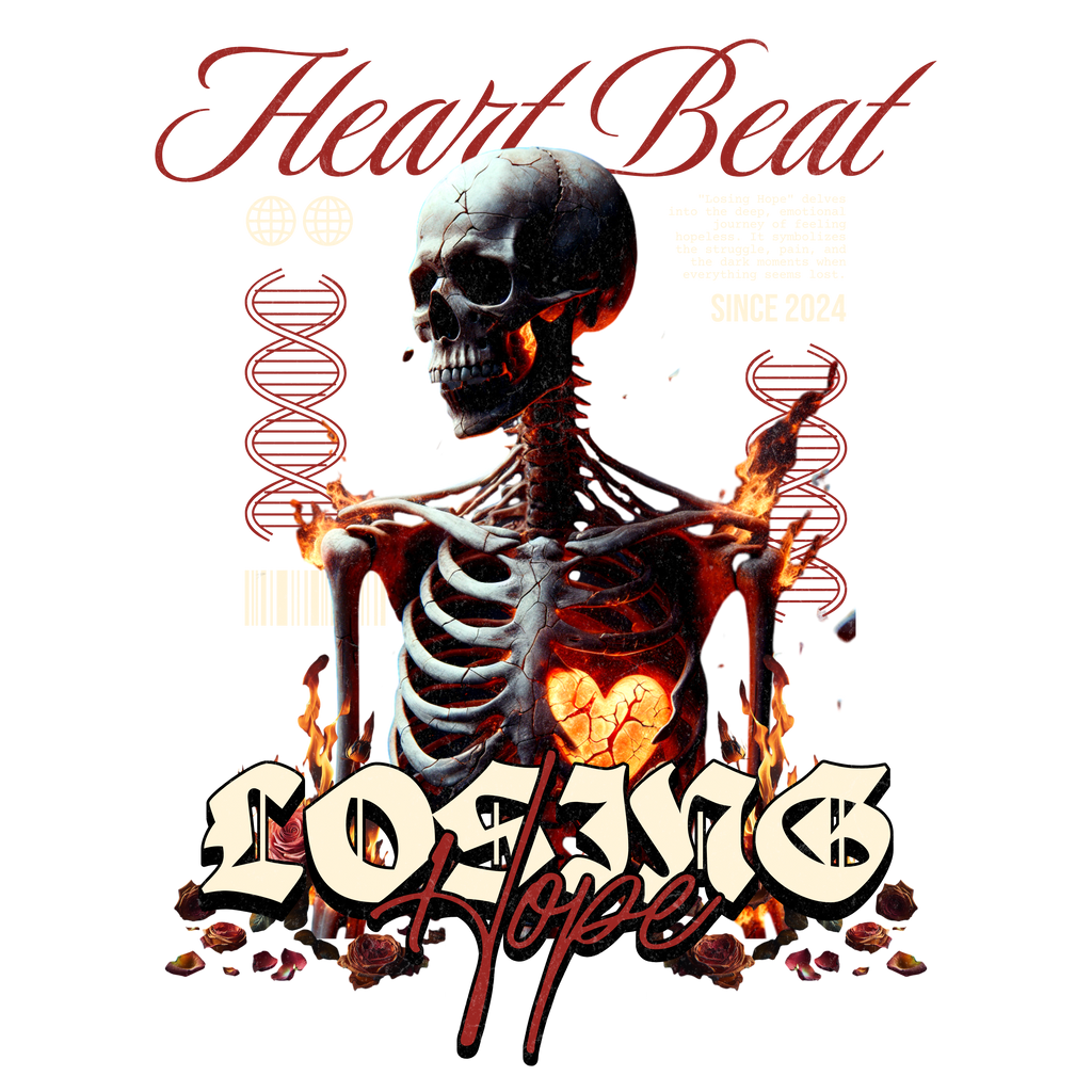 Men - Round Neck Half Sleeve Tshirt - Heart Beat - Losing Hope