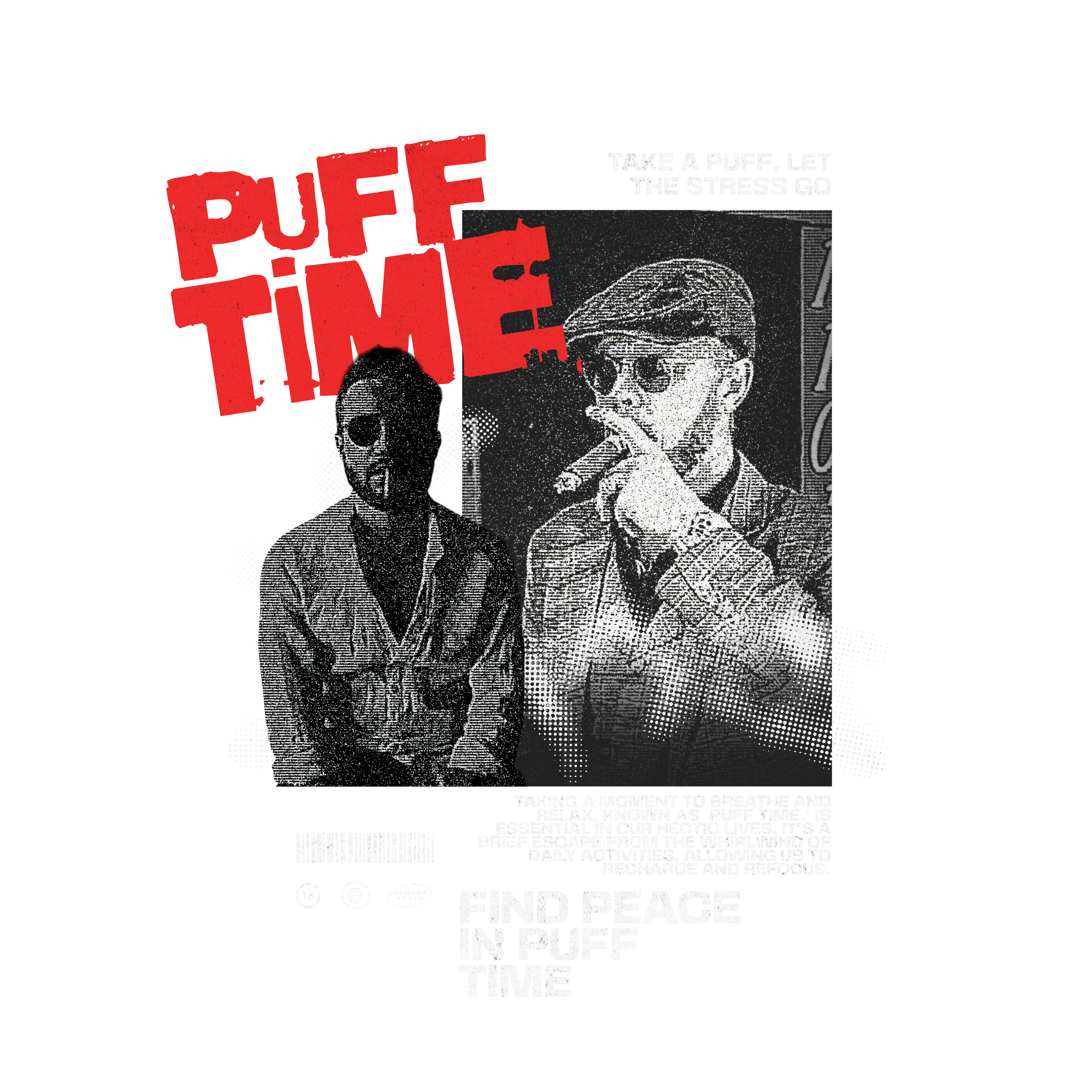 Men - Round Neck Half Sleeve Tshirt - Puff Time