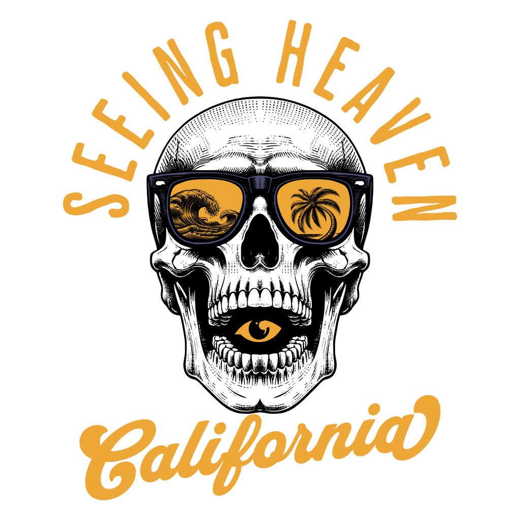 Men - Round Neck Half Sleeve Tshirt - Skull seeing heaven beach