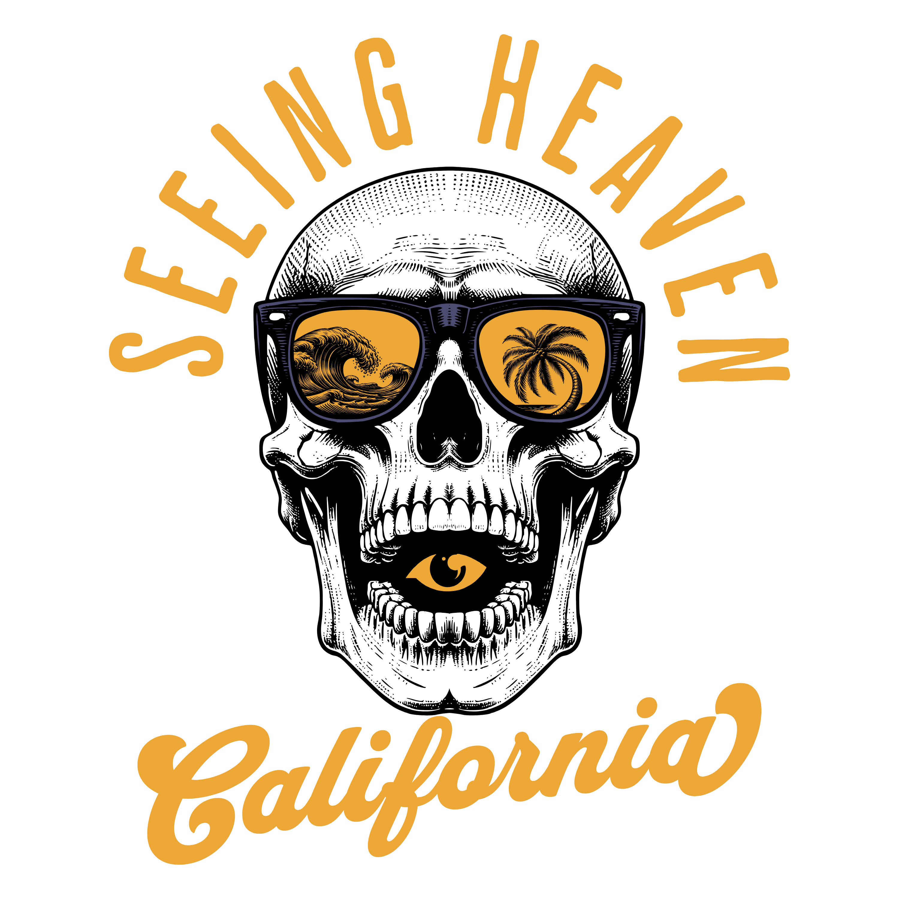 Men - Round Neck Half Sleeve Tshirt - Skull seeing heaven beach