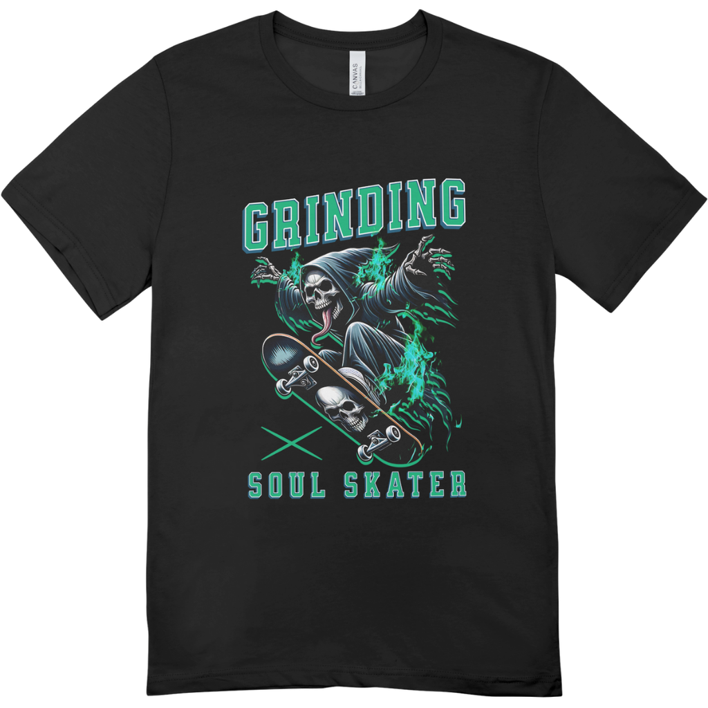 Men - Round Neck Half Sleeve Tshirt - Grim reaper playing skateboard