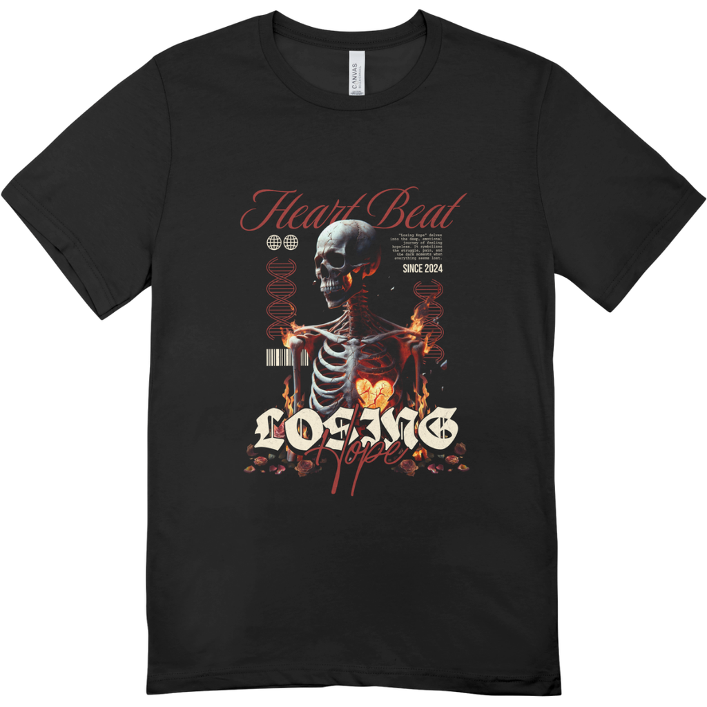 Men - Round Neck Half Sleeve Tshirt - Heart Beat - Losing Hope