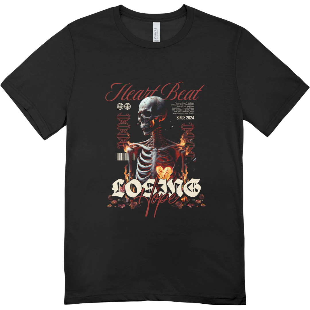 Men - Round Neck Half Sleeve Tshirt - Heart Beat - Losing Hope