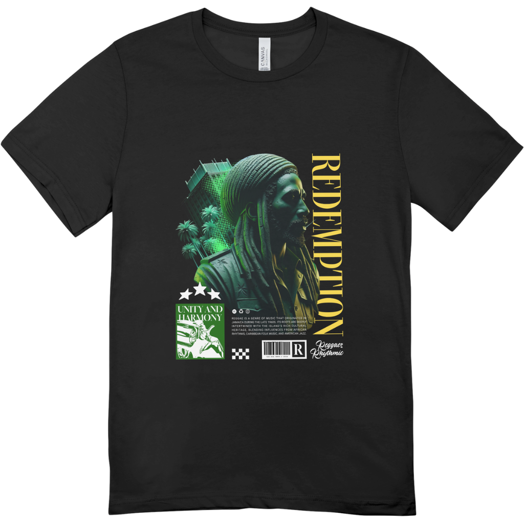 Men - Round Neck Half Sleeve Tshirt - Redemption Reggae Rhytmic