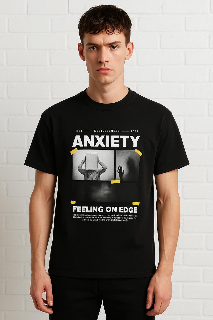 Men - Round Neck Half Sleeve Tshirt - Anxiety